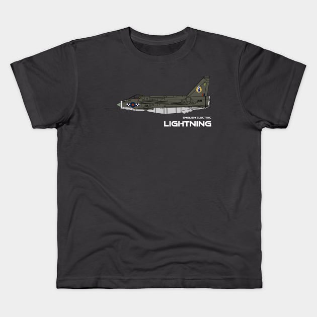 English Electric Lightning (19 Sqd RAF) Kids T-Shirt by BearCaveDesigns